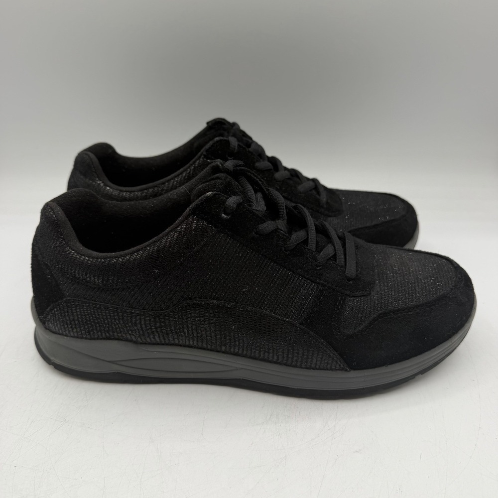 Drew Tuscany Shoes Womens Sz 9 M Black Sparkle Suede Orthopedic Sneaker 10555-19